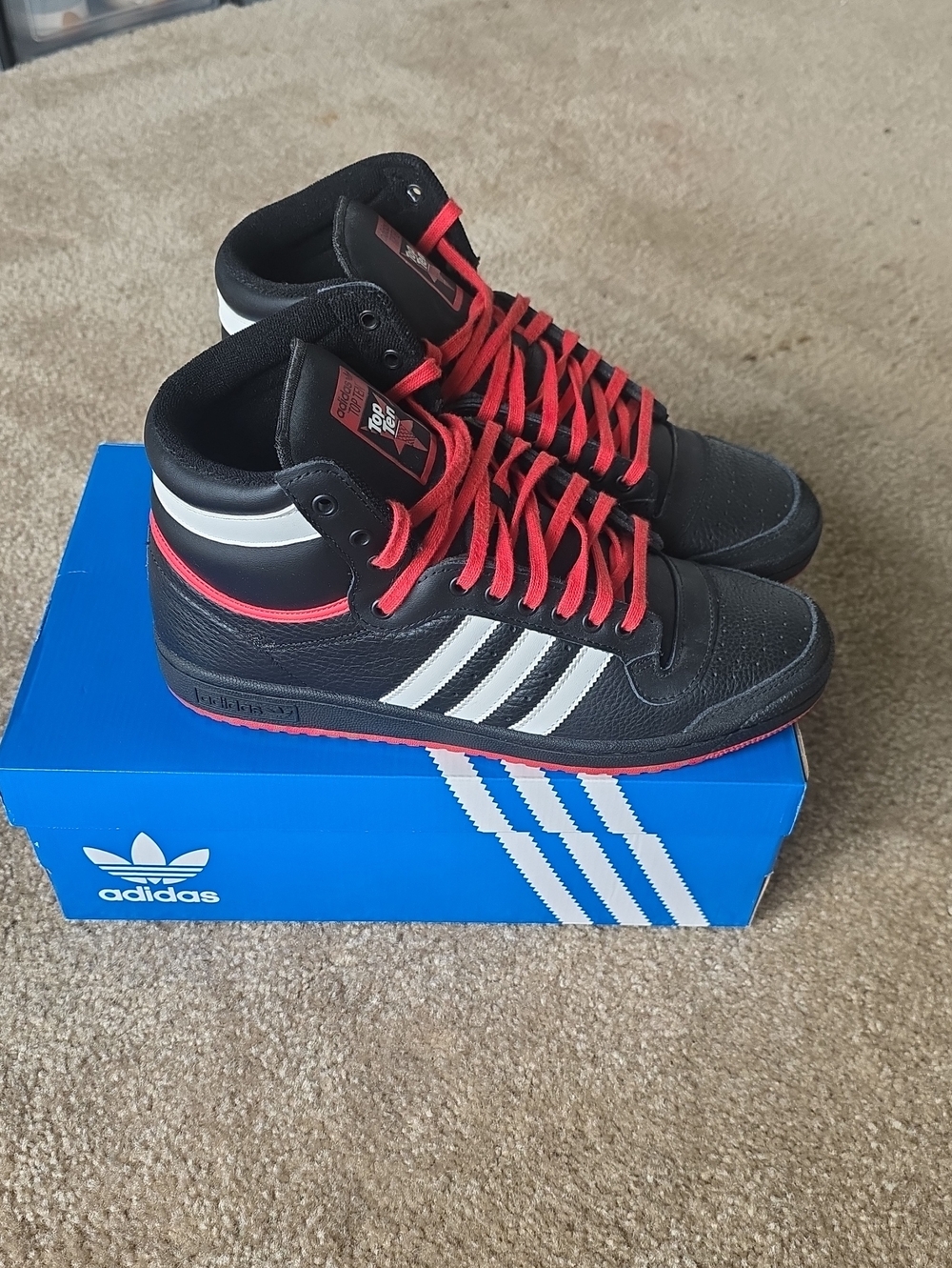 adidas Men’s Black, Red & White High-Top Sneakers